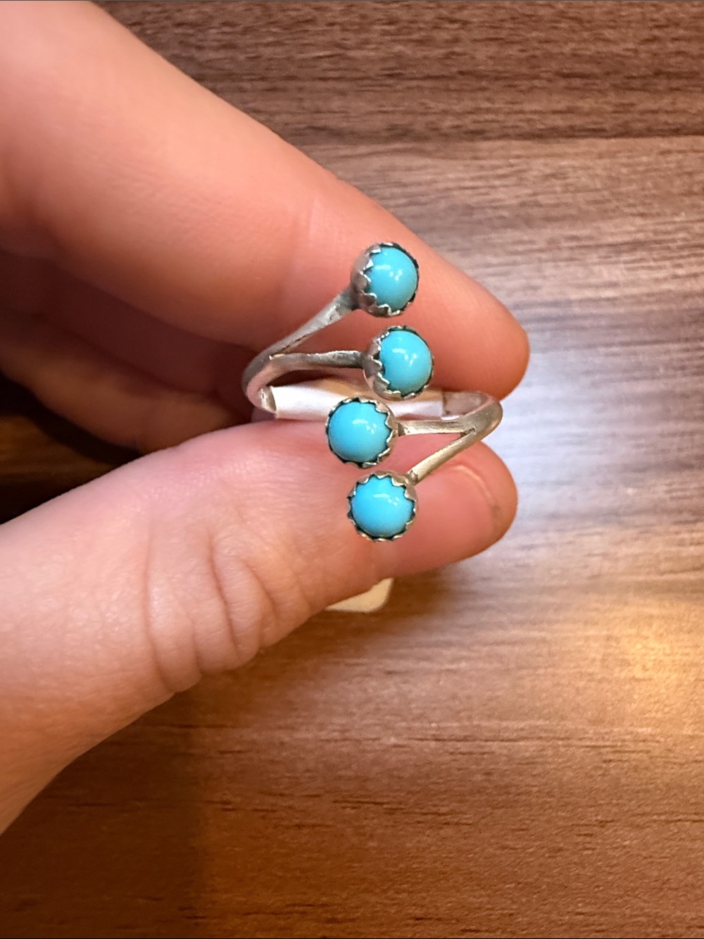 Sterling Silver Turquoise Blue Triple Stone Ring